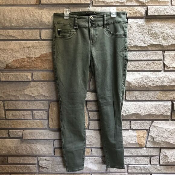 Torrid Three Button Jeggings Skinny Jeans Olive Green 12 - Picture 7 of 8